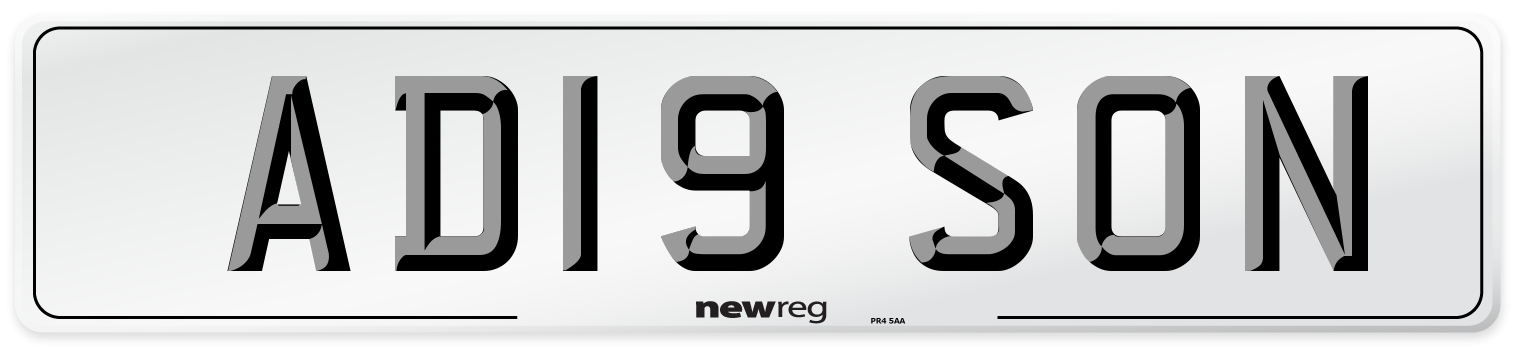 AD19 SON Number Plate from New Reg